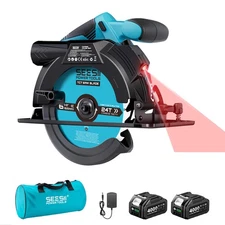 Seesii 6-1/2" 5200 RPM Electric Power Saw Laser Rip Guide Cordless Circular Saw