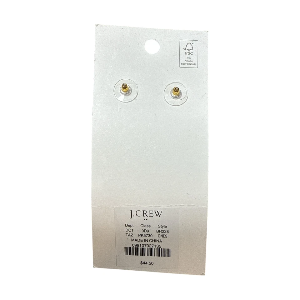 NWT J. Crew Gold Tone Flamingo Pink Flower Dangle Drop Earrings JC383 - Image 3 of 3