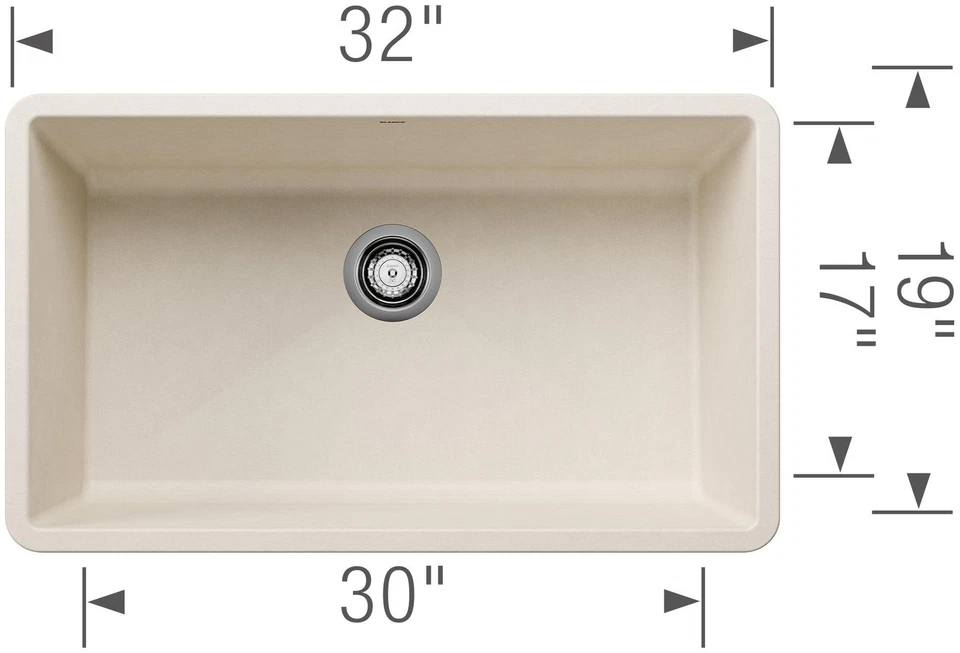 Blanco 440150 Precis 32" Undermount Single Lavabo SILGRANIT - Blanco Foto 2 de 4