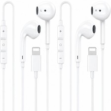 Apple MFi Certified 2 Pack Wired Earbuds for iPhone, Lightning Headphones w...