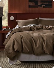 Bedsure Cotton Duvet Cover Waffle Weave 3-Piece Set Queen, Brown