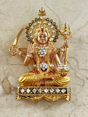 Ornate Hindu Goddess Durga Enamel Rhinestone Pin Brooch Pendant Beautiful!
