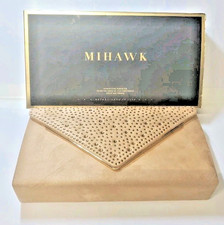 Purse/Clutch MIHAWK Limited Edition NWT Beige Satin w/Rhinestones