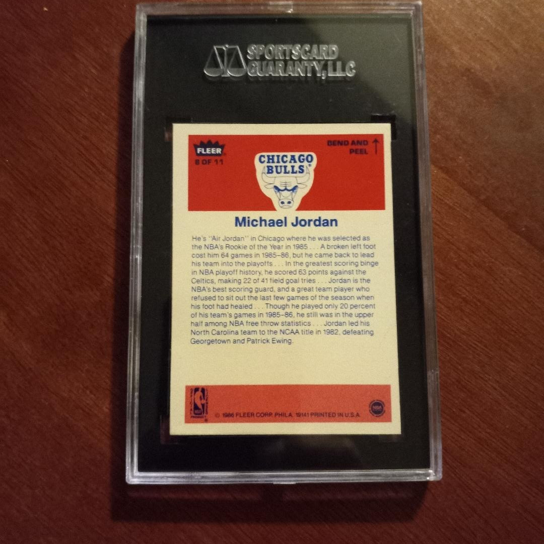 MICHAEL JORDAN 1986-87 Fleer Sticker Set-Break SGC 6 ROOKIE CARD EX-MT NICE CARD view 3