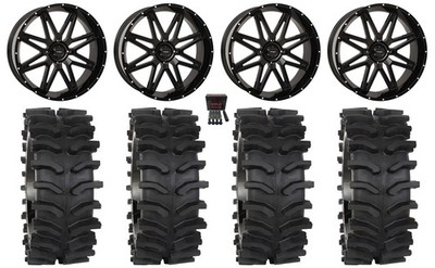 System 3 ST-7 20x9'' Wide Wheels Bk 35'' XT400W Tires Kawasaki Mule Pro FXT  KRX