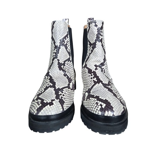 Aerosoles Camila Boots Womens Size 9.5 Snake Print Leather Chelsea Lug Sole - Picture 6 of 11