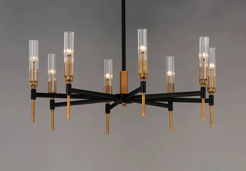 Maxim Flambeau 33" Wide Black and Brass 8-Light LED Chandelier - Picture 4 of 6