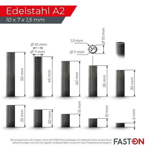 Distanzhülsen Edelstahl A2 Distanzhülse Distanzhalter Abstandshalter Stahlrohr - Bild 24 von 47