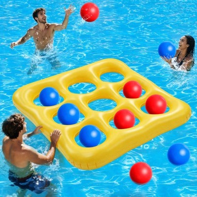 4.7 FT Pool Toys Games Set, Giant Inflatable Tic-Tac-Toe Toss Pool Game