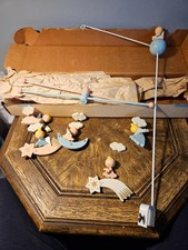 Vintage Crib Baby Nursery Mobile Painted Wood Angels IRMI