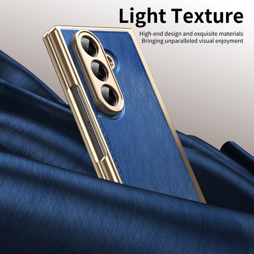 Slim Leather Plating Case Fr Samsung Z Fold6/7/5/4/3 Hinge Cover Tempered Screen - Picture 33 of 73