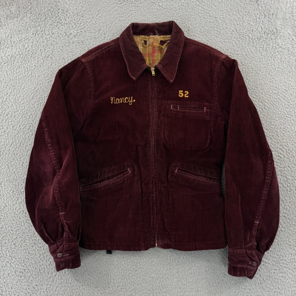 Chaqueta de pana vintage Millersburg High School a cuadros pequeña cadena años 50 cosida Foto 2 de 4