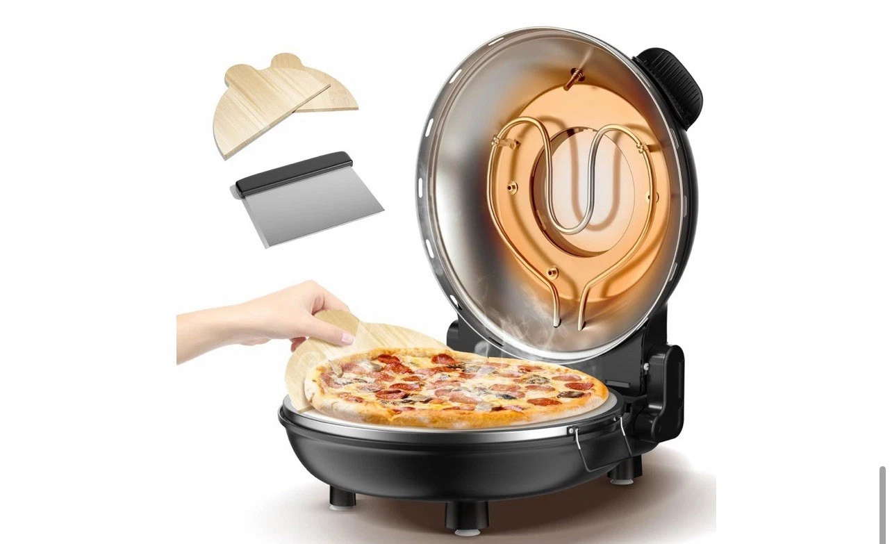 AMZMOON Pizza Oven Indoor Portable 12" Countertop Pizza Maker Machine - Black