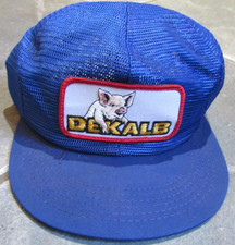 VTG 1970s 1980s DEKALB CORN SEED All Mesh Snapback blue Pig Breeder Patch