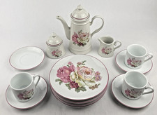Vintage Reutter Porzellan Germany Childs Toy Tea Set Roses Floral Pink
