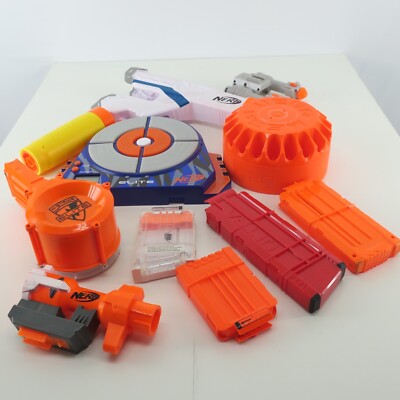 Nerf Gun Accessories Clips Drums Target Tripod Lot