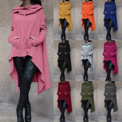 Women Pullover Hoodies Sweatshirt Long Sleeve High Low Sweater Tops with Pockets
