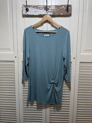 Cupio Dress Anthropologie Dusty Blue Stretchy Long Sleeve Large Midi | eBay