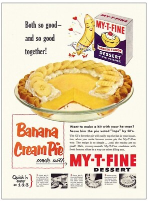 #ad My T Fine Banana Cream Pie 1950s 24 X 18 Inch POSTER Wall Art $25.99