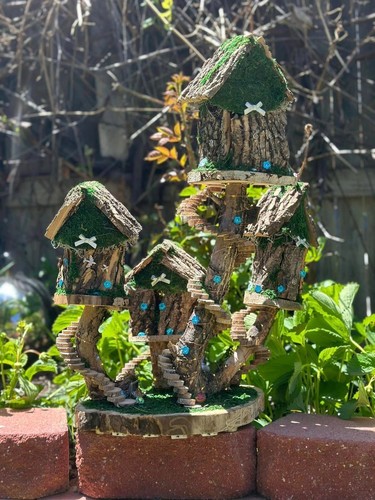 Fairy House Handmade Fully Decorated and Has Lights, Dollhouse, Fairy Garden, - Picture 2 of 10