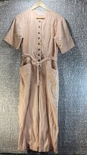 Madewell Utility Wide Leg Jumpsuit Short Sleeve Tan Peach Size 2 Viscose Cotton
