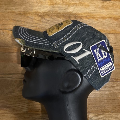 Cappello Rockstar 2001 Denim & Supply Trucker Dad Denim blu invecchiato nuovo con etichette - Foto 5 di 9