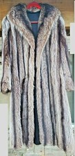Genuine Real Silver Fox Extra - Long Coat With A Collar Hand Made