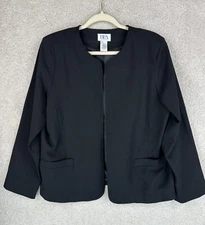 BFA Classics Blazer Womens 14 Black Open Jacket Long Sleeve Padded Shoulders