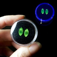 10mm x 4mm Two UV Reactive UG Green Glass Navette Rhinestones