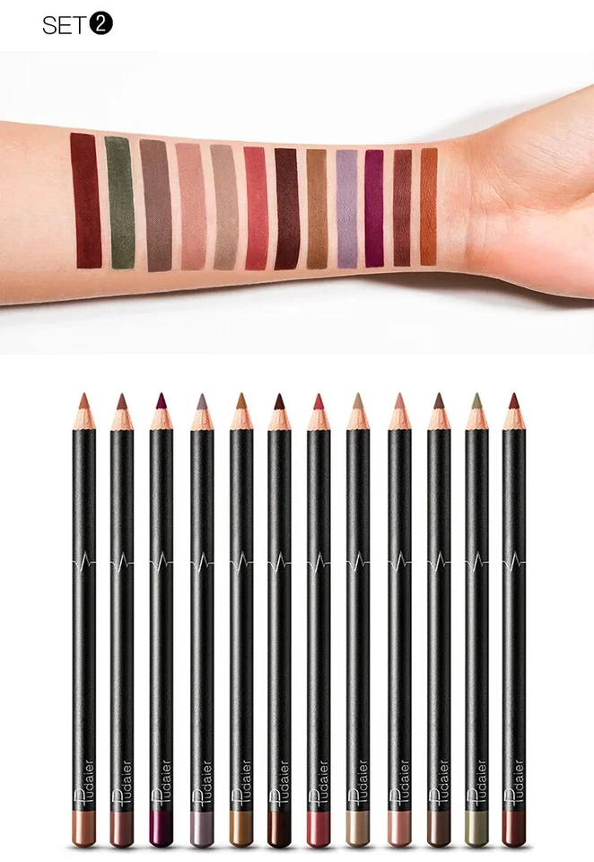 12Pcs Set Women Waterproof Lipstick Long Lasting Matte Lip Liner Pencil Lip Pen - Image 4 of 4
