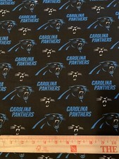 CAROLINA PANTHERS NFL Football 100 cotton fabric Half yard 18 x 58 Black Logo