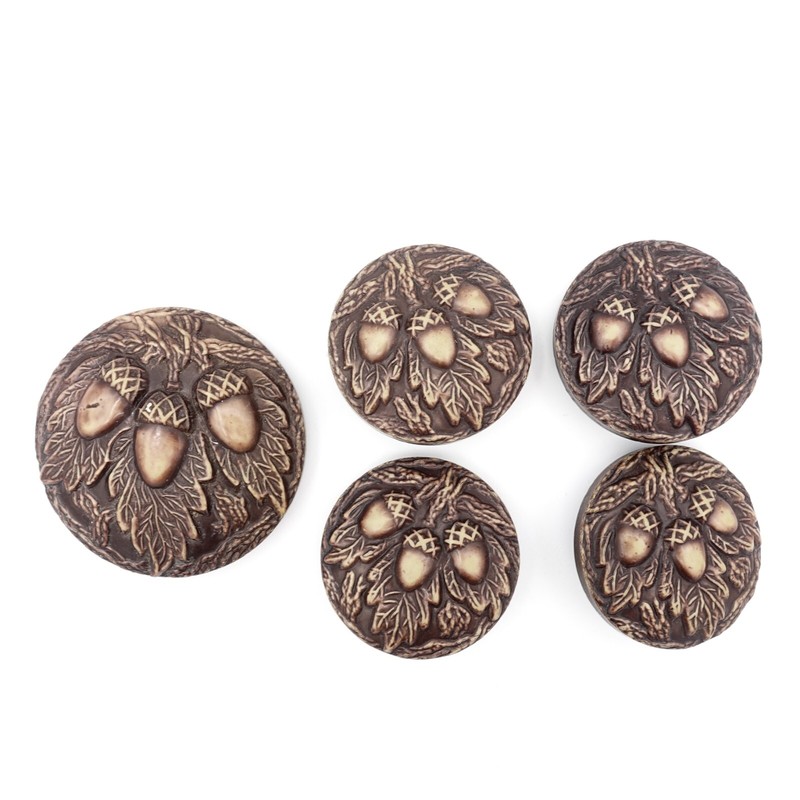 Vintage Acorns & Oak Leaves Celluloid Buff Tops Button Matched Set  WOW!
