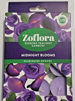 Zoflora Teelichtkerzen 12er-Pack Leinen frisch/Mitternachtsblüten/Rhabarberkiste