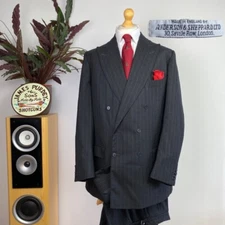 Anderson & Sheppard (44L) Pure BESPOKE Pinstripe Double Breasted Suit SAVILE ROW