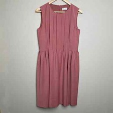 Vintage Red Valentino Sleeveless Crewneck Pleated Dress Pockets Designer Pink 44