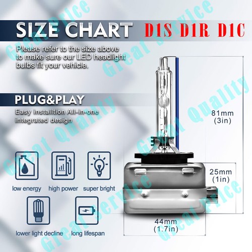 2X D1S D2S D3S D4S 55W Xenon HID Bulbs High/Low Beam 6000K 8000K 10000K 12000K - Picture 2 of 17
