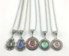 Necklace Chain 18" Silver Color Extension Adjustable 21" Colorful Charm Unisex