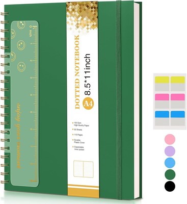 Dotted Notebook, Spiral Notebook Journal 8.5  x 11 , A4 Large Dot Grid Noteb