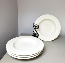 SET 4~CERIND Porcelana RIMMED BOWLS SOUP SALAD PASTA Vitro Portugal~ white CEJ2