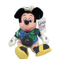 Walt Disney Store Plush bean bag stuffed animal tag Mickey Mouse tourist camera