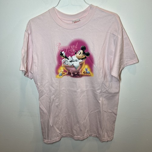 Vintage Disney Store Minnie Mouse Bubble Bath "Pampered" Shirt Pink Size W Large