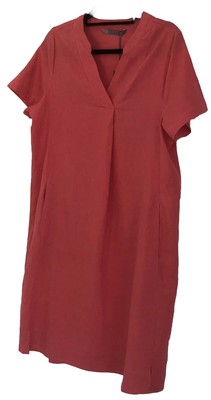 Katies Dress Womens Dress 12 Coral Short Sleeve Pockets V-Neck Linen Blend BNWT