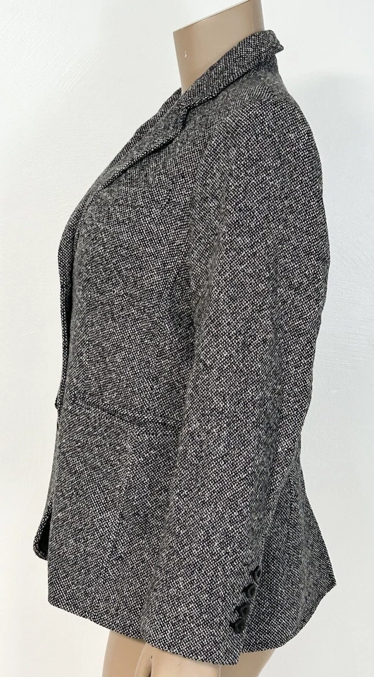 LL Bean Wool Cashmere Women’s Black White Blazer Size 10 Petite - Image 3 of 4