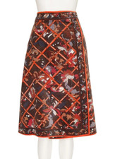 Emilio Pucci 1970s Vintage Floral Print Brown Cotton Velvet Wrap Skirt Sz S 28w