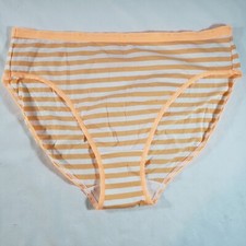 Victoria's Secret High Leg Brief XL Orange Gray Stripe Signature Cotton Blend