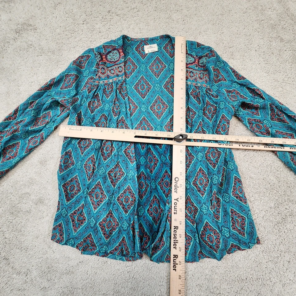 O' NEILL бирюзовый богемное открытый передний кимоно пляж прикрыть маленький пейсли зеленый - Изображение 4 из 4