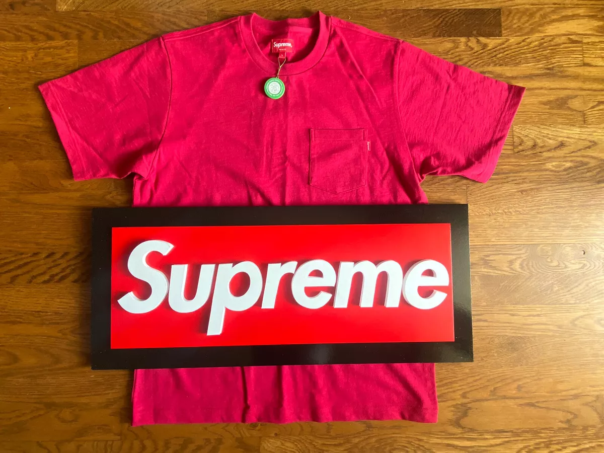 NWOT Supreme Pocket T Shirt L Box Logo Sign Display Skateboard  Skateboarding SB