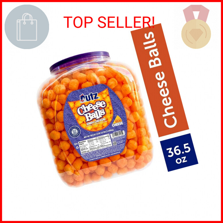 Cheese Balls Barrel, Baked with Real Cheddar Cheese, Poppable Snack