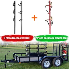 3 Place Weedeater Rack and 2 Place Backpack Blower Rack for Open Trailer