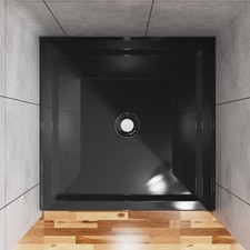 36'' Square Shower Base Black ABS, high-gloss,Centered Drain, without drain set